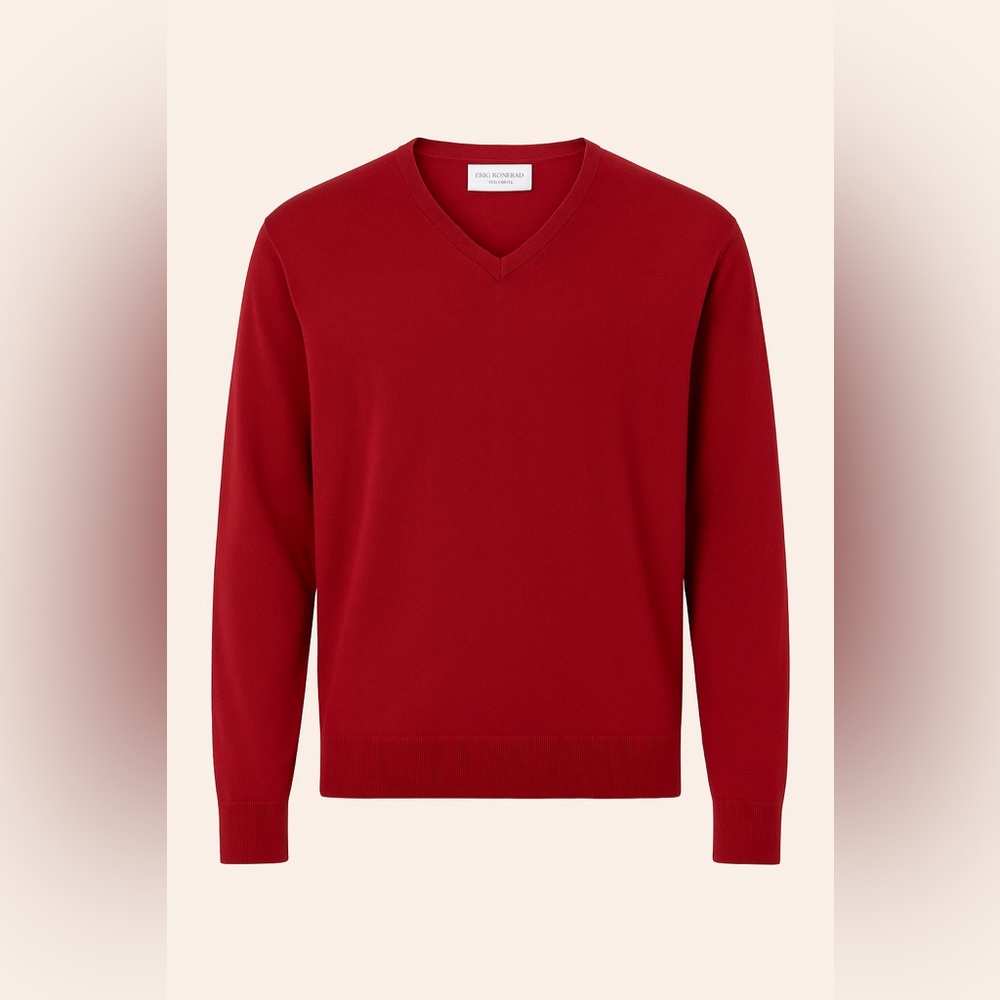 Eric Bompard Men’s Relaxed V-Neck Sweater XL Red Cotton Cashmere Blend NWT